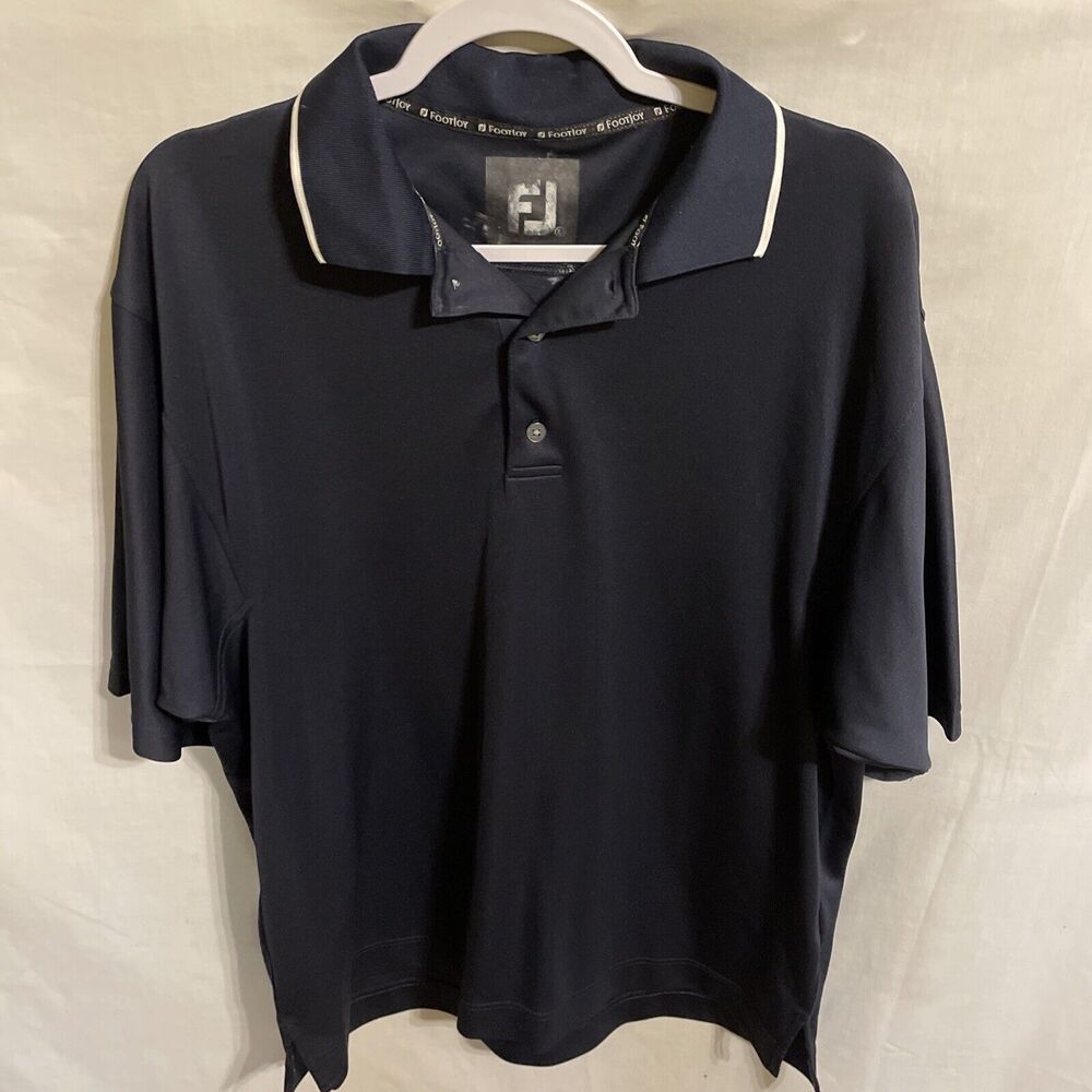 Footjoy Polo Shirt Men’s Size XL Black Polyester Short Sleeve Button